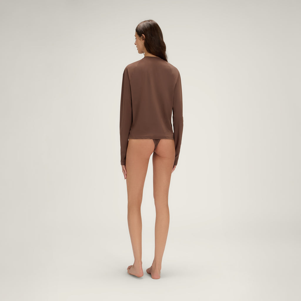 Cozy Long Sleeve T-Shirt UPF50+ UV Swimwear Women – Coconut Brown