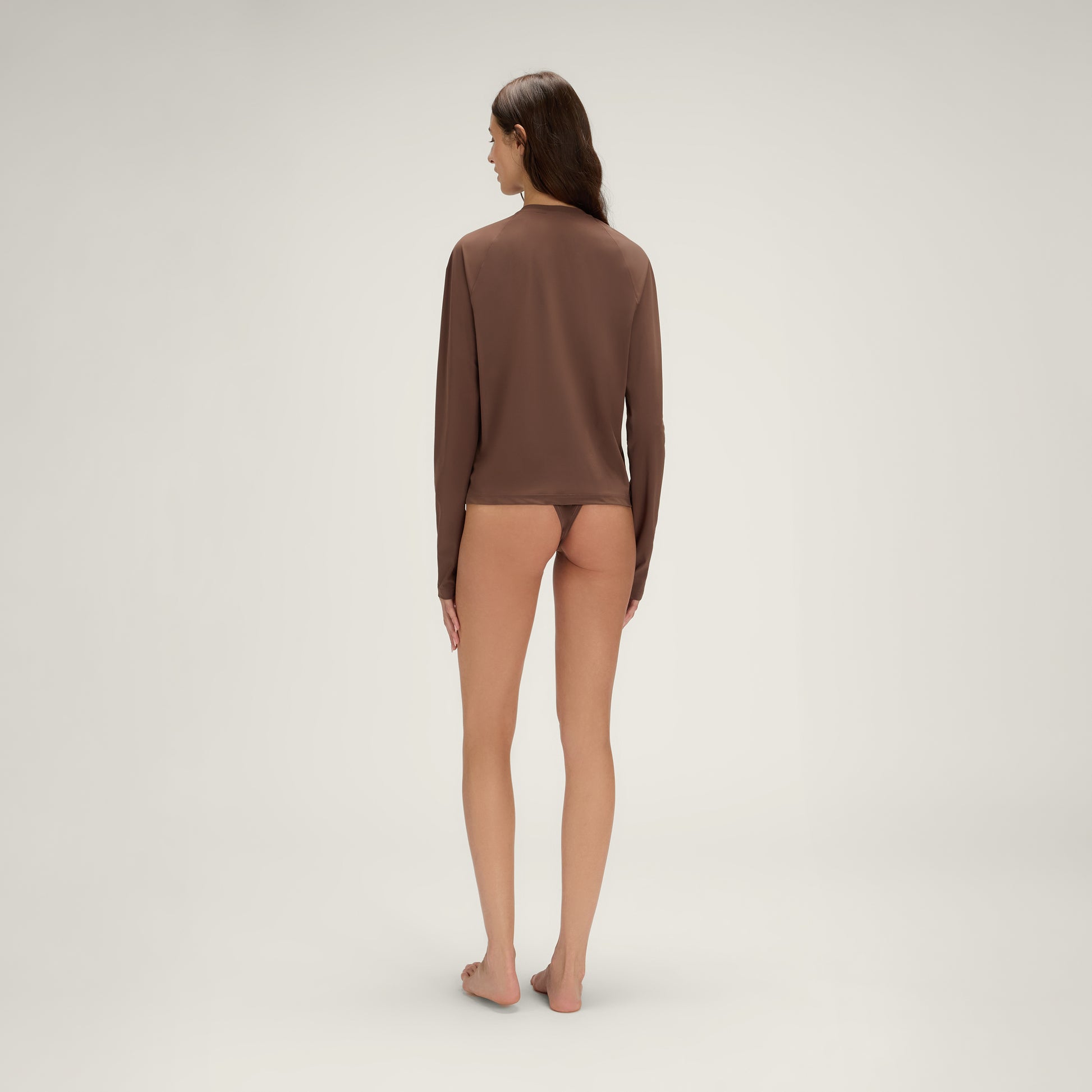 Cozy Long Sleeve T-Shirt UPF50+ UV Swimwear Women – Coconut Brown