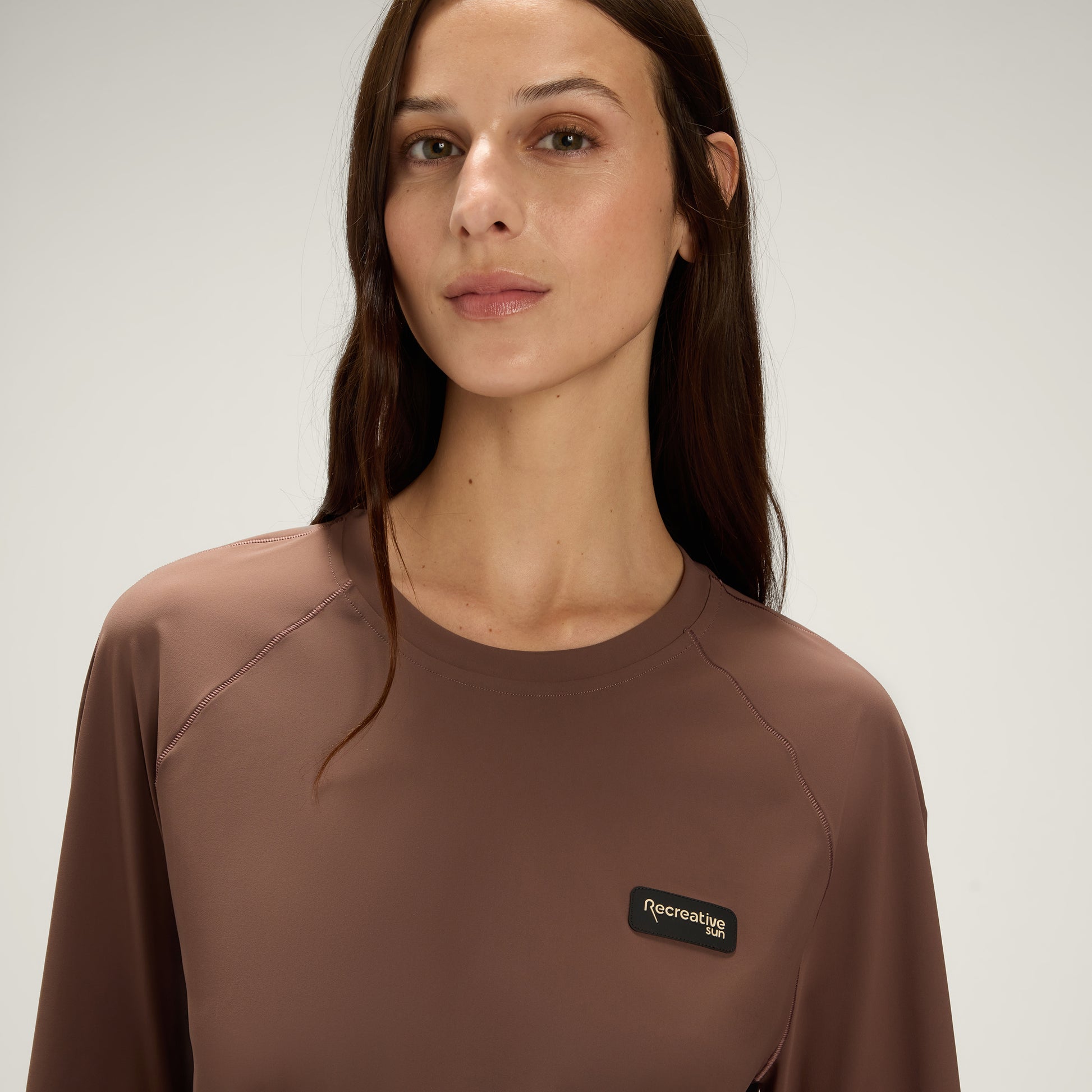Cozy Long Sleeve T-Shirt UPF50+ UV Swimwear Women – Coconut Brown