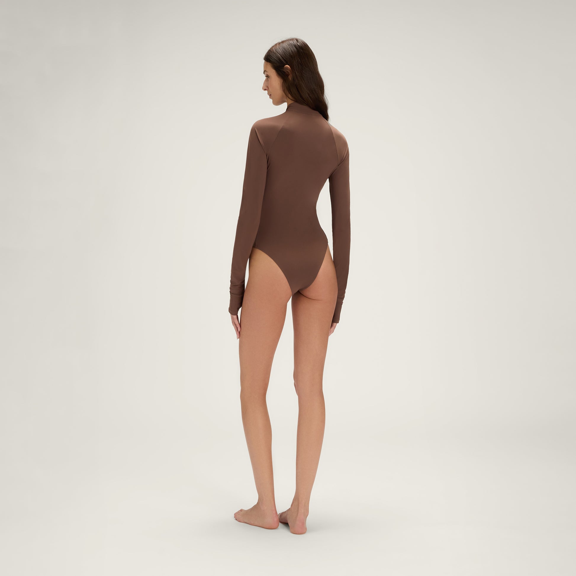 Long Sleeve Bodysuit UPF50+ UV Swimwear Women – Coconut Brown