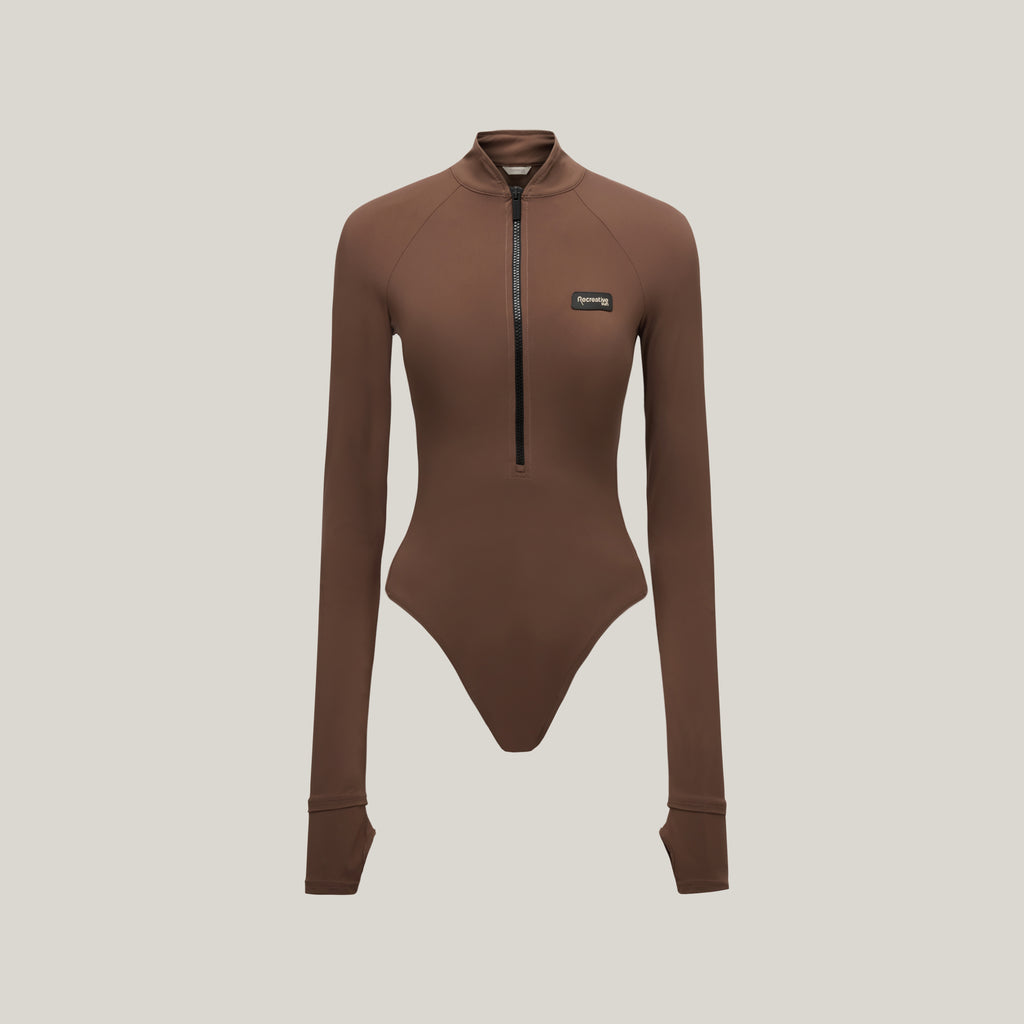 Long Sleeve Bodysuit UPF50+ UV Swimwear Women – Coconut Brown