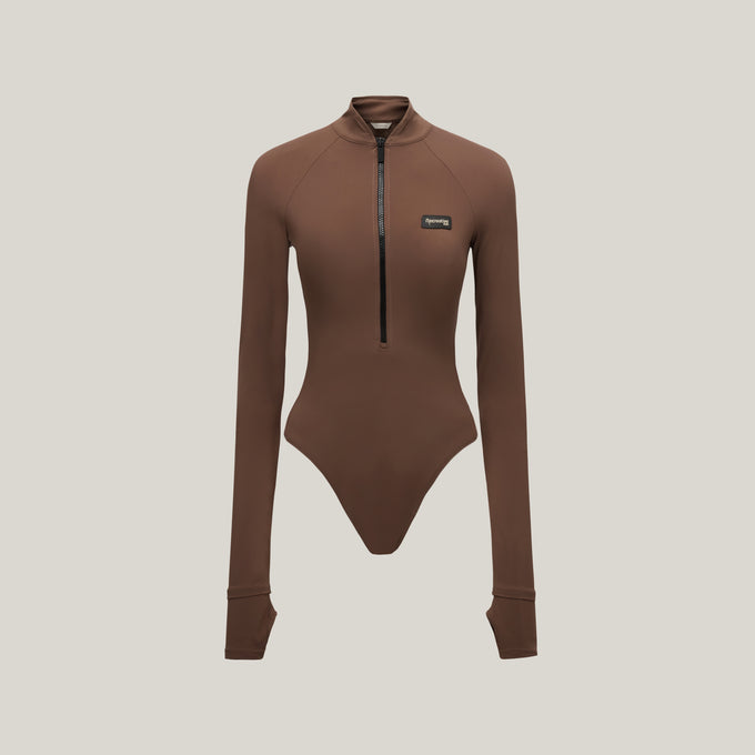 Long Sleeve Bodysuit UPF50+ UV Swimwear Women – Coconut Brown
