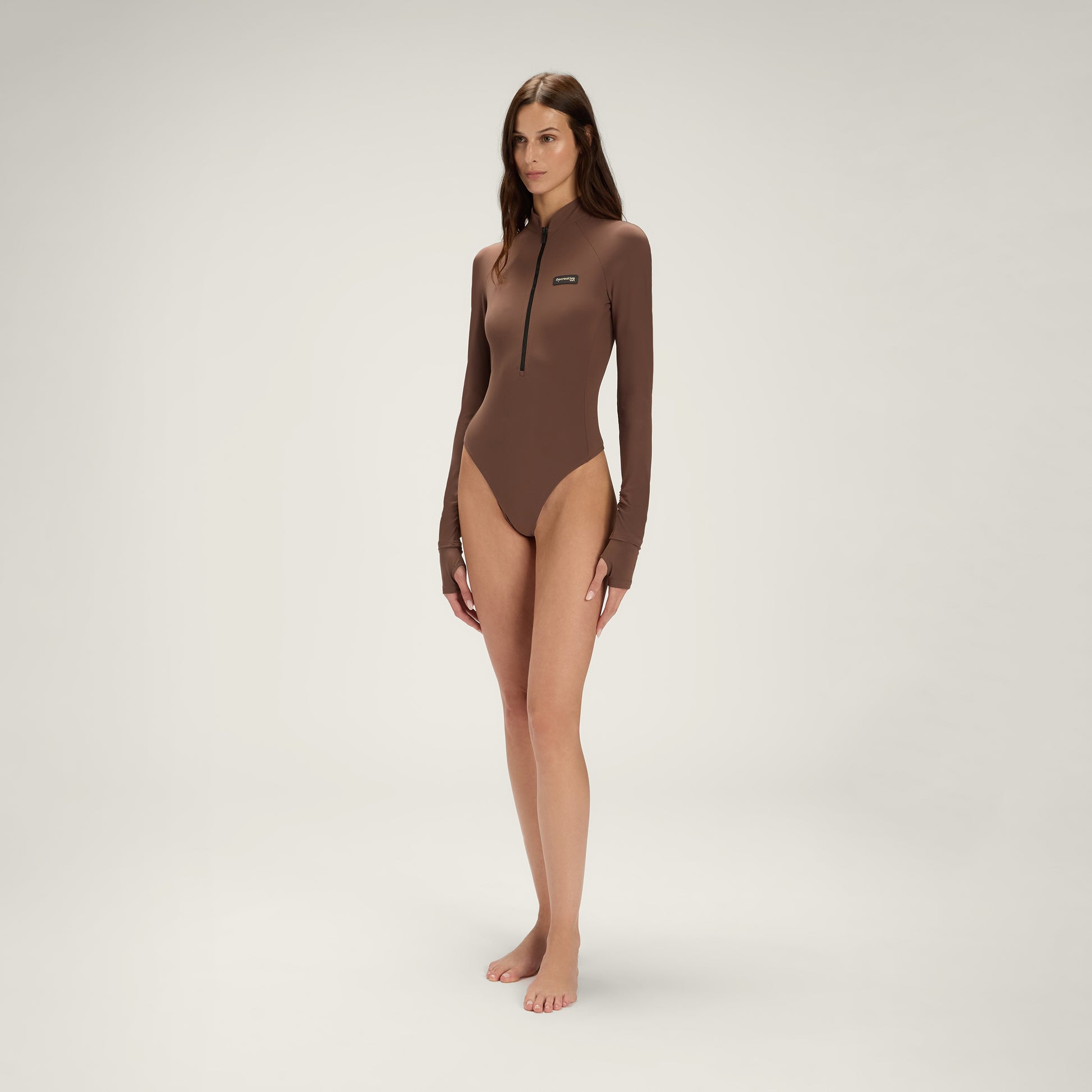 Long Sleeve Bodysuit UPF50+ UV Swimwear Women – Coconut Brown